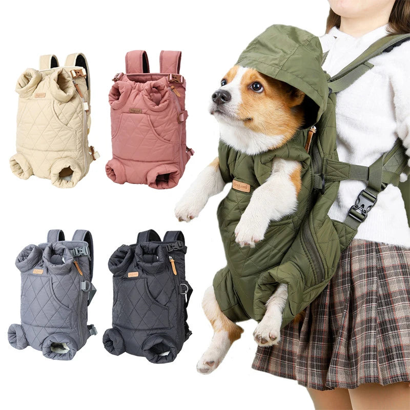 Winter Pet Dog Backpack Thicken Warm Cat Backpack Hands Free Portable Travel Dog Carrier for Small Dogs Windproof Safety Pet Bag