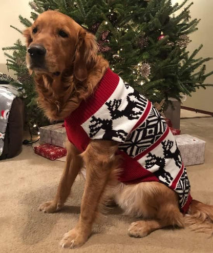 Dog Reindeer Holiday Pet Clothes Sweater for Dogs Puppy Kitten Cats, Classic Red